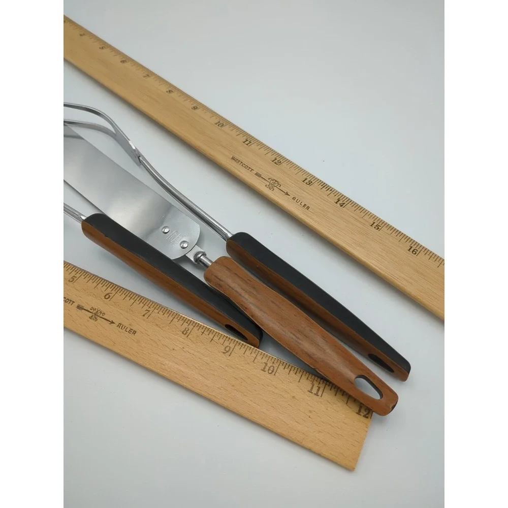 Vtg EKCO Stainless Cooking Utensils Woodgrain Faux Wood‎ Set of 3 Retro USA
